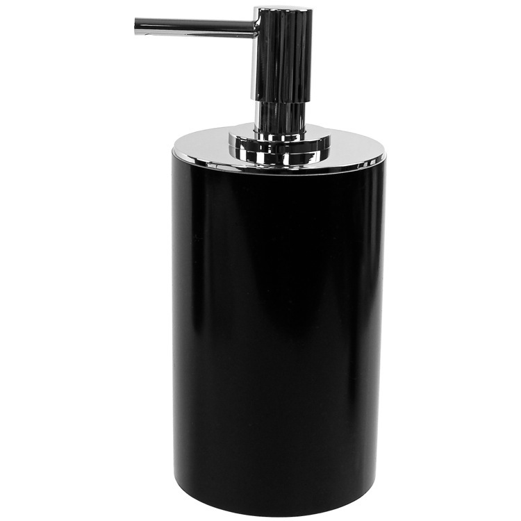 Soap Dispenser, Gedy YU80-14, Black Round Free Standing Soap Dispenser in Resin